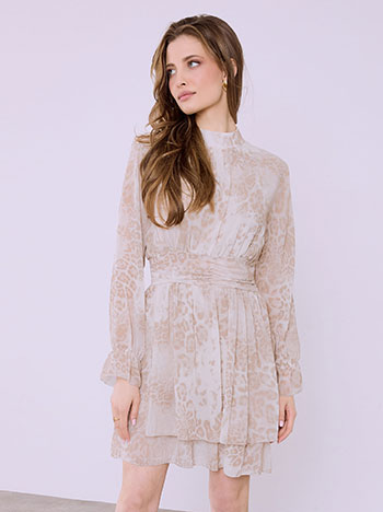 Φόρεμα μίνι λεοπάρ με βολάν SQ7594.8760+1