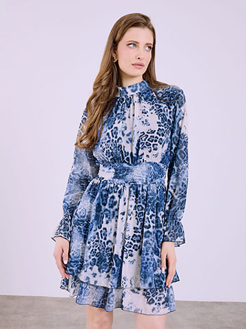 Φόρεμα μίνι λεοπάρ με βολάν SQ7594.8760+2