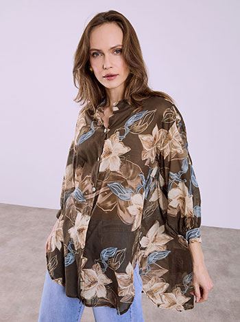 Πουκαμίσα ημιδιάφανη φλοράλ SQ7597.3251+1