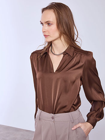 Μπλούζα σατέν με γιακά SQ7614.4926+8