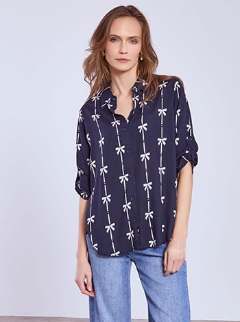 Πουκάμισο με σχέδιο φιογκάκια SQ7616.3793+3