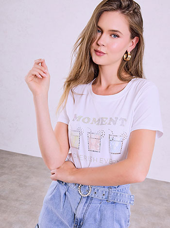 T-shirt με strass SQ7616.4028+1