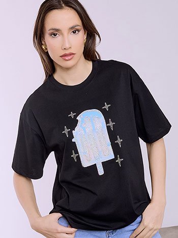 T-shirt με παγωτό strass SQ7616.4052+2