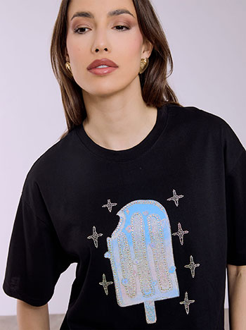 Celestino T-Shirt με Παγωτό Strass Sq7616 4052+2 Μπλούζες T-Shirts Γυναικεία Ρούχα Μόδα