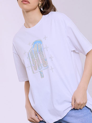 T-shirt με παγωτό strass SQ7616.4052+1