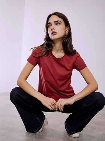 Τ-shirt μονόχρωμο με βαμβάκι SQ7616.4213+9