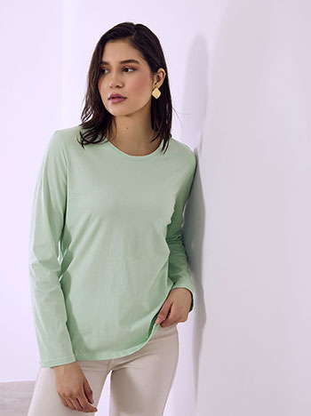 Μπλούζα μονόχρωμη με βαμβάκι SQ7616.4216+8