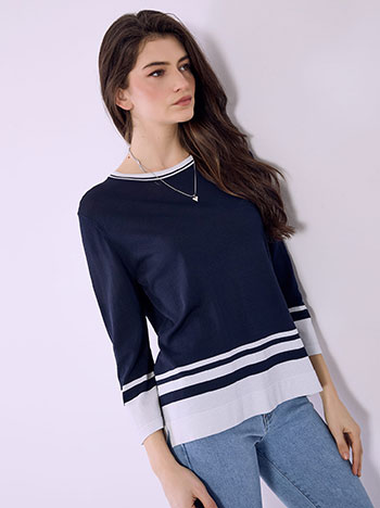 Μπλούζα με μεταλλιζέ ρίγες SQ7616.4550+4