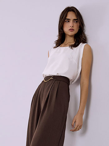 Μπλούζα αμάνικη με συνδυασμό υφασμάτων SQ7616.4616+6