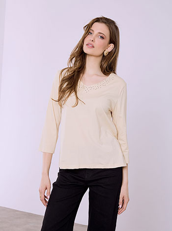Μπλούζα με strass στη λαιμόκοψη SQ7616.4925+3