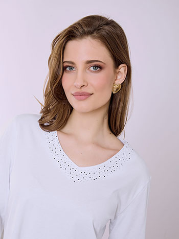 Μπλούζα με strass στη λαιμόκοψη SQ7616.4925+2