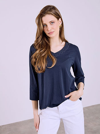 Μπλούζα με strass στη λαιμόκοψη SQ7616.4925+5