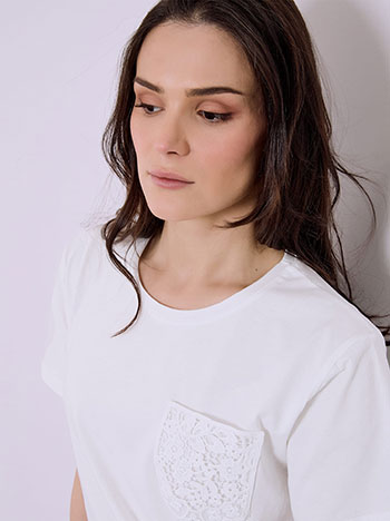 Celestino T-Shirt με Κεντητή Τσέπη Sq7616 4929+1 Μπλούζες Κοντομάνικες Γυναικεία Ρούχα Μόδα