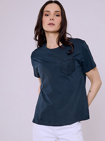 Celestino T-Shirt με Κεντητή Τσέπη Sq7616 4929+5 Μπλούζες Κοντομάνικες Γυναικεία Ρούχα Μόδα