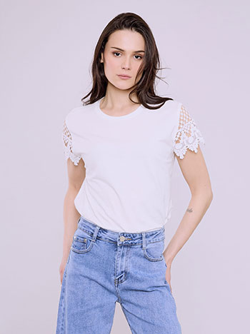 Μπλούζα με μανίκι απο δαντέλα SQ7616.4930+5