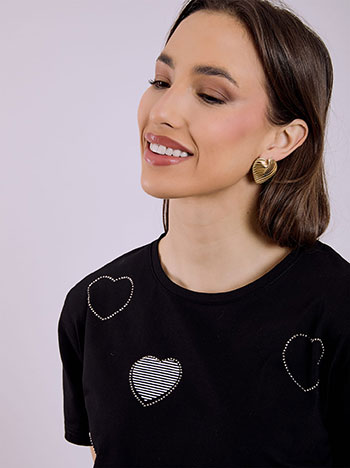 Celestino T-Shirt με Καρδιές Και Strass Sq7616 4940+3 Μπλούζες T-Shirts Γυναικεία Ρούχα Μόδα