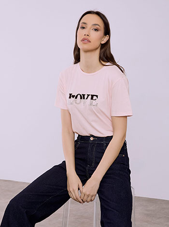 T-shirt love με strass SQ7616.4955+4