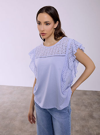 Μπλούζα κεντιτή διάτρητη με βολάν SQ7616.4976+2