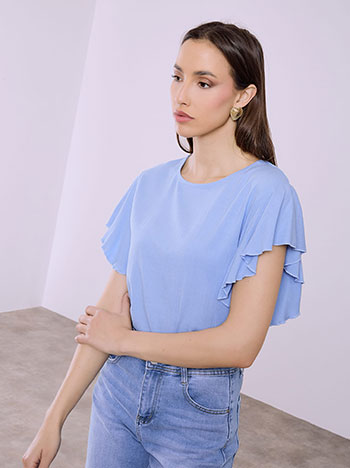 Μπλούζα με βολάν και λινό SQ7616.4980+2