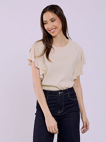 Μπλούζα με βολάν και λινό SQ7616.4980+4