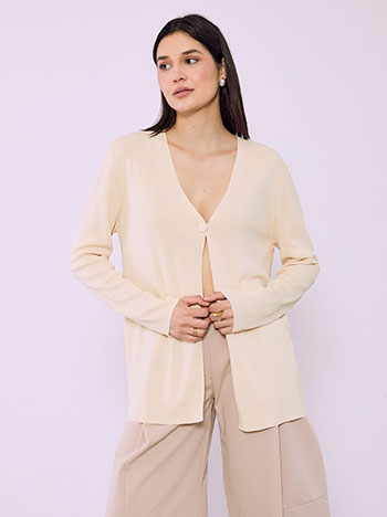 Ζακέτα μονόχρωμη με κουμπί SQ7616.5333+3