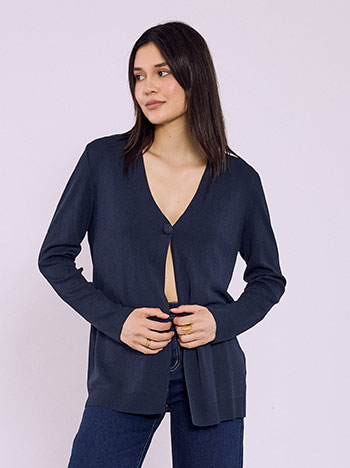 Ζακέτα μονόχρωμη με κουμπί SQ7616.5333+7