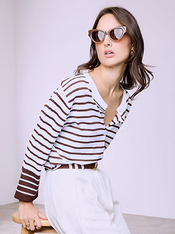 Ζακέτα ριγέ μεταλλιζέ SQ7616.5530+2