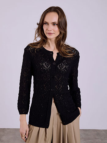 Ζακέτα μονόχρωμη διάτρητη SQ7616.5534+1