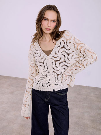 Ζακέτα πλεκτή κροσέ SQ7616.5609+3