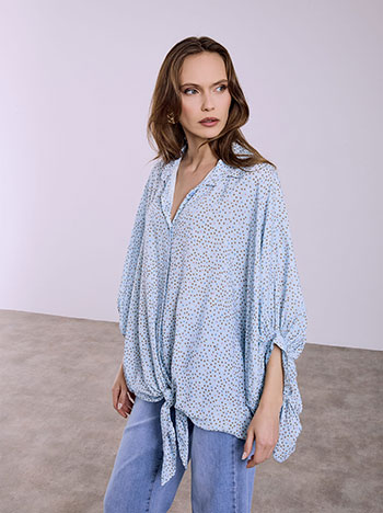 Celestino Πουκαμίσα Πουά Oversized με Δέσιμο Sq7629 3091+2 Μπλούζες Πουκαμίσες Γυναικεία Ρούχα Μόδα