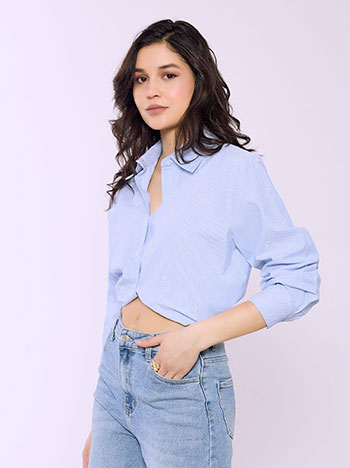 Πουκάμισο ριγέ με κεντητές καρδιές SQ7633.3093+1