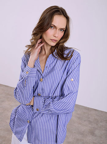 Πουκάμισο ριγέ με ανάγλυφα κουμπιά SQ7633.3560+2