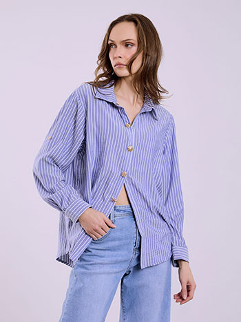 Πουκάμισο ριγέ με ανάγλυφα κουμπιά SQ7633.3560+3