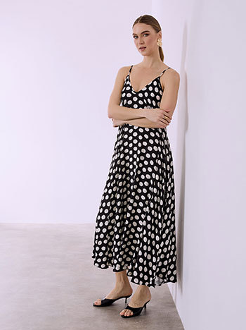 Celestino Φόρεμα μάξι πουά με βαμβάκι SQ7633.8201+3