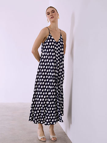 Φόρεμα μάξι πουά με βαμβάκι SQ7633.8201+4