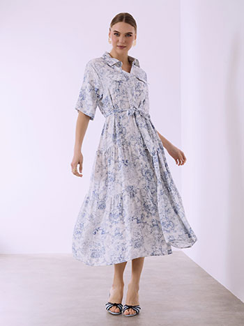 Σεμιζιέ φόρεμα εμπριμέ με ζώνη SQ7633.8210+3