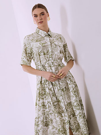 Σεμιζιέ φόρεμα εμπριμέ με ζώνη SQ7633.8210+4