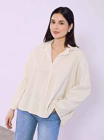 Μπλούζα κοτλέ με γιακά SQ7639.4104+3