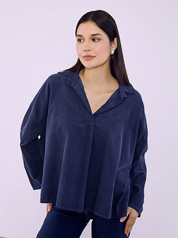 Μπλούζα κοτλέ με γιακά SQ7639.4104+5