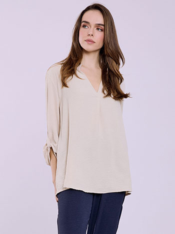 Μπλούζα μονόχρωμη με πιέτα SQ7639.4126+4