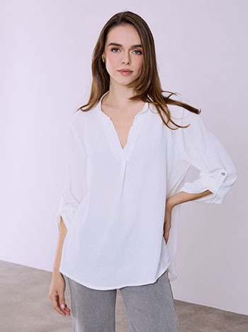 Μπλούζα μονόχρωμη με πιέτα SQ7639.4126+3