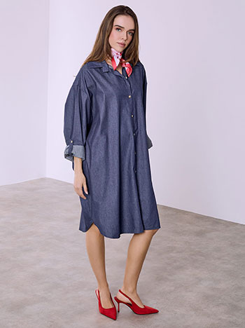 Σεμιζιέ φόρεμα με denim όψη SQ7639.8102+1