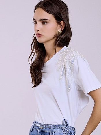 T-shirt με παγιέτες και πέρλες SQ7642.4067+1