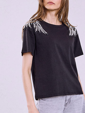 T-shirt με πέρλες και παγιέτες SQ7642.4068+2