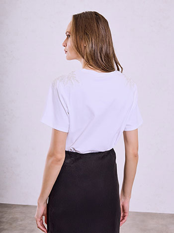 T-shirt με πέρλες και παγιέτες SQ7642.4068+1