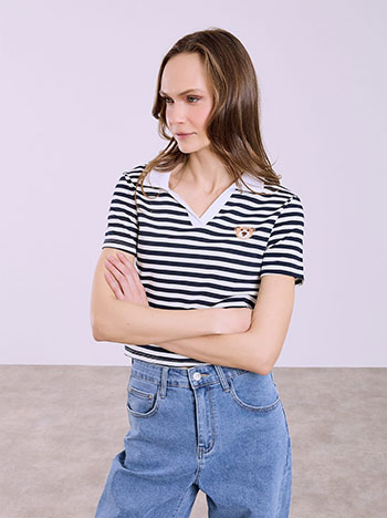 Μπλούζα ριγέ με αρκουδάκι SQ7642.4096+5