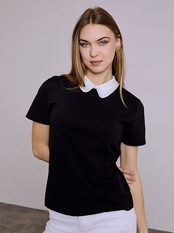 Μπλούζα με γιακά και πέρλες SQ7642.4119+3