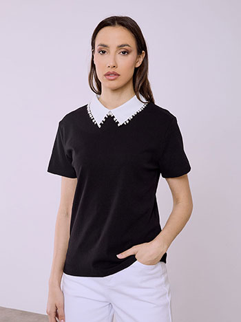 Celestino Μπλούζα με γιακά και πέρλες SQ7642.4125+3