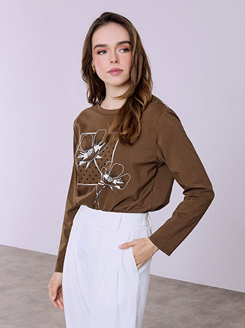 Μπλούζα με τύπωμα και strass SQ7642.4629+5