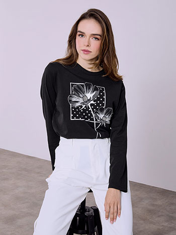 Μπλούζα με τύπωμα και strass SQ7642.4629+2